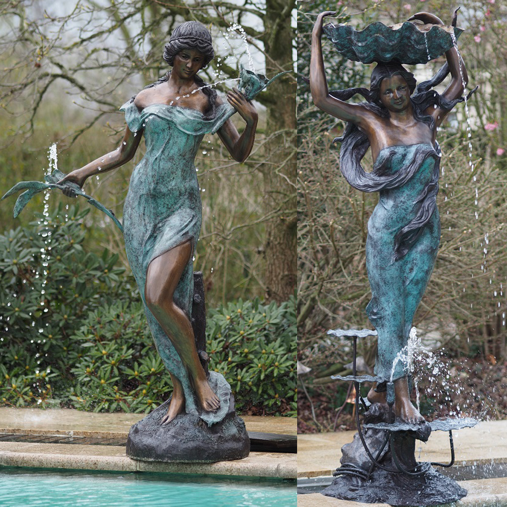 sexy lady standing bronze fountain